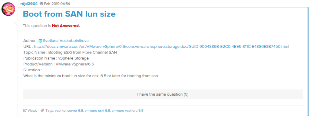 Example of odd posts on VMware communities