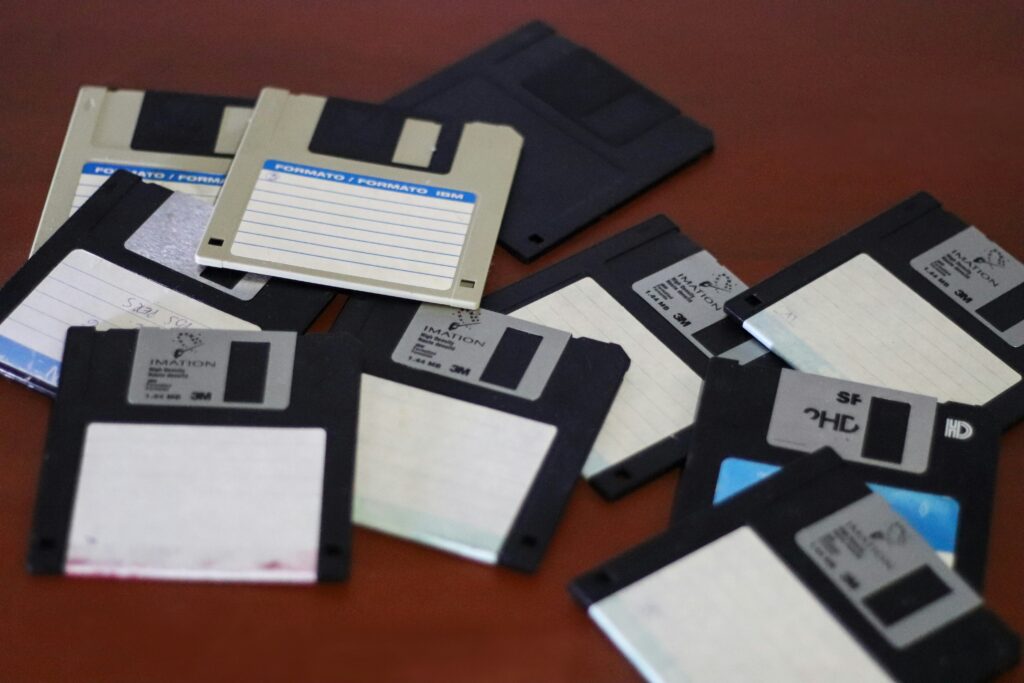 A collection of 3.5 inch floppy disks